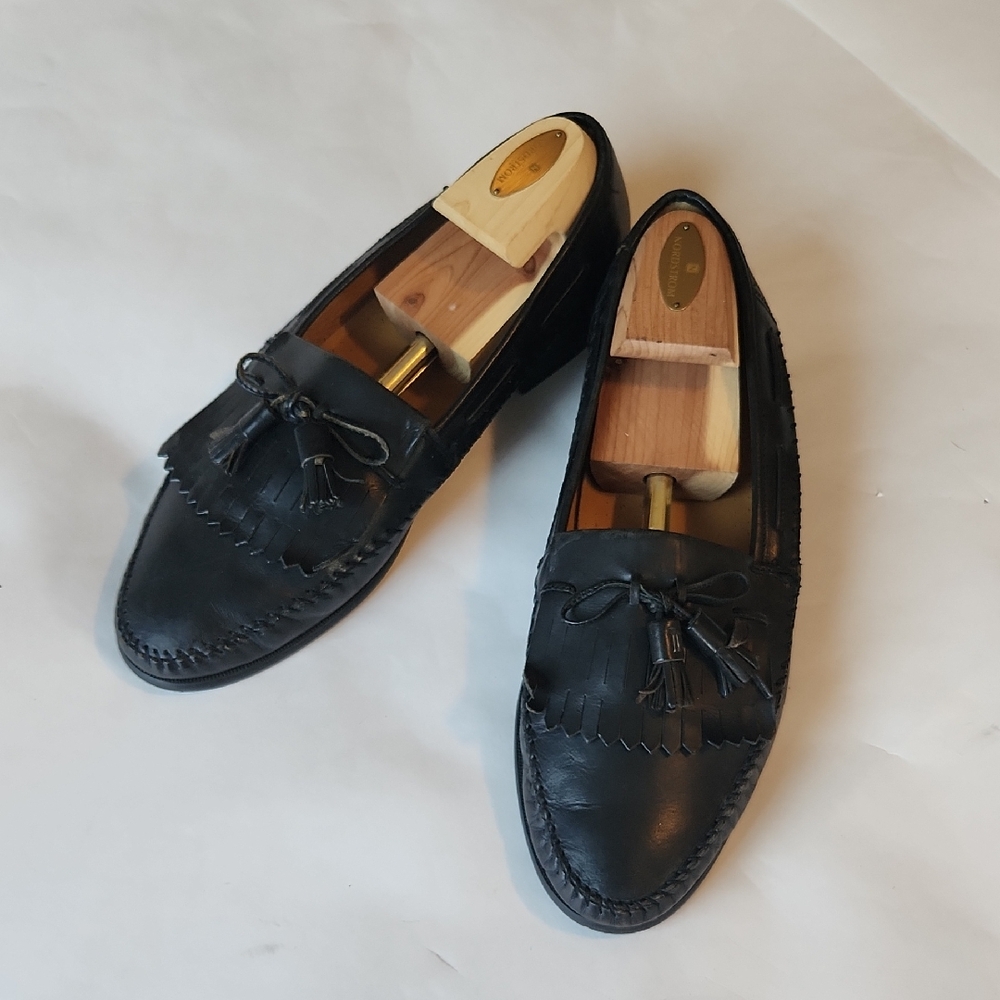 Baxter 12 Italian Black Leather Men's Loafers With Tassels